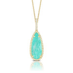 Doves by Doron Paloma Amazonite and Diamond Teardrop Yellow Gold Pendant Doves by Doron Paloma Amazonite and Diamond Teardrop Yellow Gold Pendant