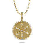 Doves by Doron Paloma Fibonacci Diamond Arrows Yellow Gold Disc Pendant