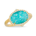 Doves by Doron Paloma Amazonite and Diamond Pointed Oval Yellow Gold Ring Doves by Doron Paloma Amazonite and Diamond Pointed Oval Yellow Gold Ring