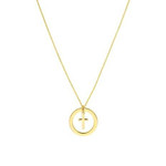 Midas Cut Out Circle with Dangle Cross Yellow Gold Necklace Midas Cut Out Circle with Dangle Cross Yellow Gold Necklace