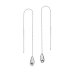 Midas Tear Drop Box Chain White Gold Threader Earrings