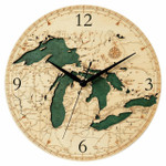 Nautical Wood Maps Great Lakes Wall Clock