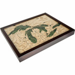 Nautical Wood Maps Great Lakes - Small - Dark Frame