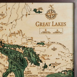 Nautical Wood Maps Great Lakes - Small - Dark Frame