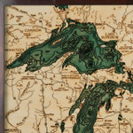 Nautical Wood Maps Great Lakes - Small - Dark Frame