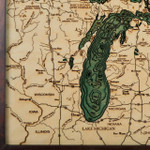 Nautical Wood Maps Great Lakes - Small - Dark Frame