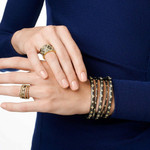 Freida Rothman Clover Hinge Bangle Gold Rhodium