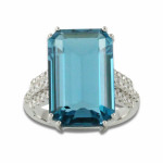 Doves by Doron Paloma Emerald Cut London Blue Topaz and Diamond Encrusted White Gold Ring Doves by Doron Paloma Emerald Cut London Blue Topaz and Diamond Encrusted White Gold Ring