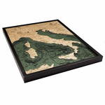 Nautical Wood Maps Italy - Dark Frame Nautical Wood Maps Italy - Dark Frame