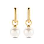 Ti Sento Pearl Charm Oval Gold Milano Dangle Earrings