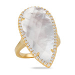 Doves by Doron Paloma Mother of Pearl and Diamond Teardrop Yellow Gold Ring Doves by Doron Paloma Mother of Pearl and Diamond Teardrop Yellow Gold Ring
