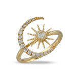 Doves by Doron Paloma Crescent Moon and Sun Yellow Gold Diamond Ring