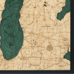 Nautical Wood Maps Lake Michigan - Large - Dark Frame