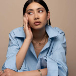 Ti Sento Rectangular Shaped Pave Gold Milano Necklace