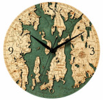 Nautical Wood Maps Narragansett Wall Clock