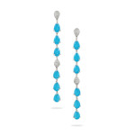 Doves by Doron Paloma Turquoise and Diamond Cascading White Gold Earrings Doves by Doron Paloma Turquoise and Diamond Cascading White Gold Earrings