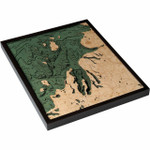 Nautical Wood Maps Northwest Michigan - Dark Frame Nautical Wood Maps Northwest Michigan - Dark Frame