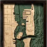 Nautical Wood Maps Palm Beach - Dark Frame Nautical Wood Maps Palm Beach - Dark Frame