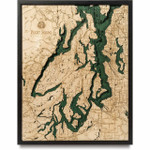 Nautical Wood Maps Puget Sound - Dark Frame Nautical Wood Maps Puget Sound - Dark Frame