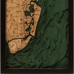 Nautical Wood Maps Jersey South Shore - Dark Frame Nautical Wood Maps Jersey South Shore - Dark Frame