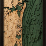 Nautical Wood Maps Jersey South Shore - Dark Frame Nautical Wood Maps Jersey South Shore - Dark Frame