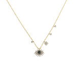 Meira T Gold and Blue Diamond Evil Eye Necklace with Lashes