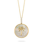 Doves by Doron Paloma Gold Disc with Palm Tree and White Mother of Pearl Pendant Doves by Doron Paloma Gold Disc with Palm Tree and White Mother of Pearl Pendant