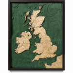 Nautical Wood Maps United Kingdom - Dark Frame Nautical Wood Maps United Kingdom - Dark Frame