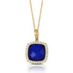 Doves by Doron Paloma Royal Lapis and Diamond Gold Pendant Doves by Doron Paloma Royal Lapis and Diamond Gold Pendant