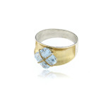 Mysterium Collection Aqua Blue Present Wrap Concave Ring