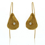 Mysterium Collection Oyster Shell Earrings with White Freshwater Pearl - Gold