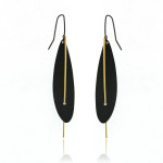 Mysterium Collection Black Oxidized Matte Leaf Earrings with Gold Wire