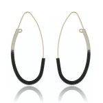 Mysterium Collection Silver Ombre Black Oxidized Ellipse Threader Earrings