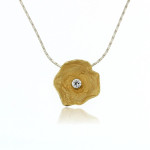Mysterium Collection Medium Silver and Gold Petal Pendant Necklace with CZ 