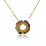 Mysterium Collection Tourmaline Circle Pendant with Chain Necklace 