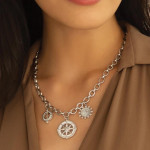 Monica Rich Kosann "Audrey" Link Charm Necklace in Sterling Silver Monica Rich Kosann "Audrey" Link Charm Necklace in Sterling Silver