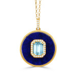 Doves by Doron Paloma Round Lapis and Sky Blue Pendant with Diamonds Doves by Doron Paloma Round Lapis and Sky Blue Pendant with Diamonds