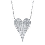 Shy Creation White Gold Diamond Pave Heart Necklace - Large Shy Creation White Gold Diamond Pave Heart Necklace - Large