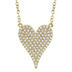 Shy Creation Yellow Gold Diamond Pave Heart Necklace - Medium Shy Creation Yellow Gold Diamond Pave Heart Necklace - Medium