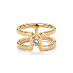 UNOde50 Ser Indomable Double Ring Gold with White Topaz UNOde50 Ser Indomable Double Ring Gold with White Topaz