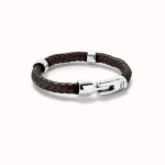 UNOde50 Ser Natural Braided Leather Bracelet with 2 Silver Circles UNOde50 Ser Natural Braided Leather Bracelet with 2 Silver Circles