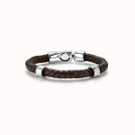 UNOde50 Ser Natural Braided Leather Bracelet with 2 Silver Circles UNOde50 Ser Natural Braided Leather Bracelet with 2 Silver Circles
