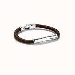 UNOde50 Ser Natural Brown Leather Bracelet with Silver Central Detail