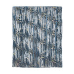 Kevin O'Brien Studio Throw Blanket with Velvet Back & Cording - Metallic Willow, Dusk