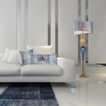 Kevin O'Brien Studio Throw Blanket with Velvet Back & Cording - Metallic Willow, Dusk