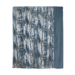 Kevin O'Brien Studio Throw Blanket with Velvet Back & Cording - Metallic Willow, Dusk