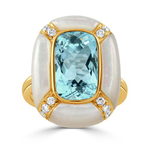 Doves by Doron Paloma Mykonos Ring with Sky Blue Center Doves by Doron Paloma Mykonos Ring with Sky Blue Center