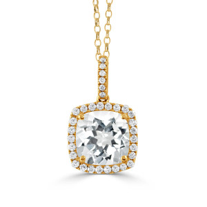 Doves by Doron Paloma Square White Topaz and Diamond Lucente Pendant Doves by Doron Paloma Square White Topaz and Diamond Lucente Pendant