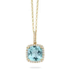 Doves by Doron Paloma Square Sky Blue Topaz and Diamond Lucente Pendant 