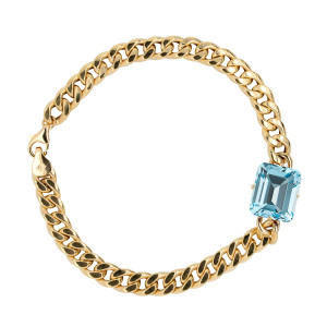Doves by Doron Paloma Yellow Gold Bracelet with Sky Blue Topaz on Cuban Chain Doves by Doron Paloma Yellow Gold Bracelet with Sky Blue Topaz on Cuban Chain
